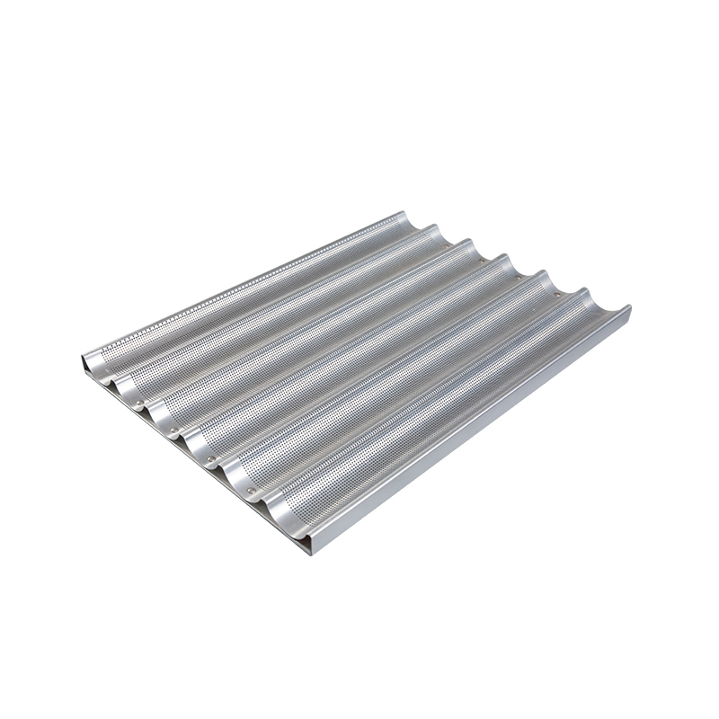 Alumínium Bakeware perforált baguette Pan 6-loaf